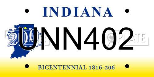 UNN402 Indiana License Plate