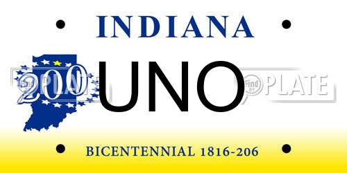 UNO Indiana License Plate