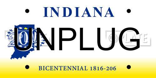 UNPLUG Indiana License Plate