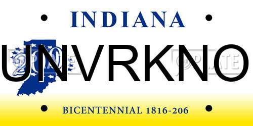 UNVRKNO Indiana License Plate