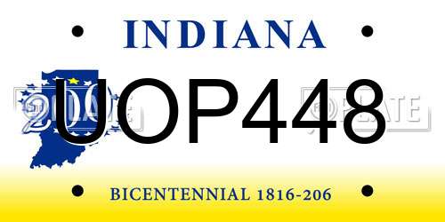 UOP448 Indiana License Plate