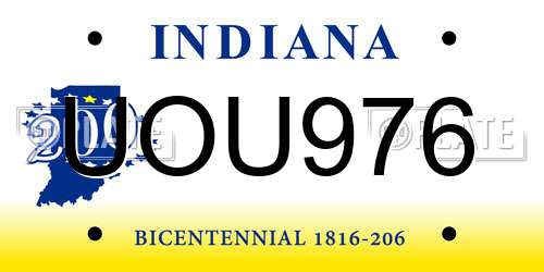 UOU976 Indiana License Plate
