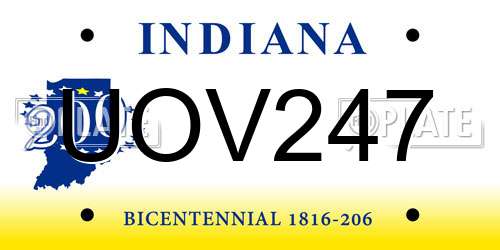 UOV247 Indiana License Plate