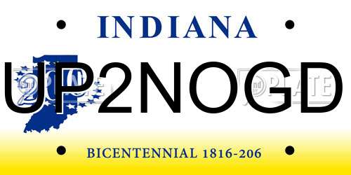 UP2NOGD Indiana License Plate