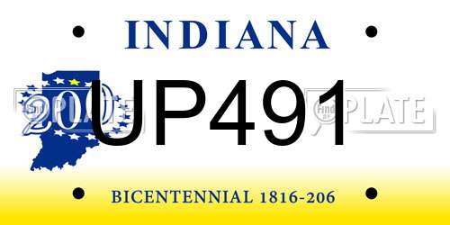 UP491 Indiana License Plate