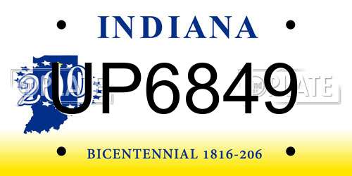 UP6849 Indiana License Plate