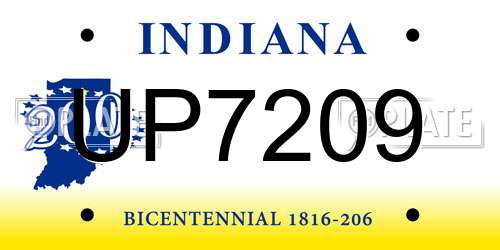 UP7209 Indiana License Plate