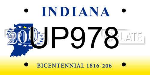 UP978 Indiana License Plate