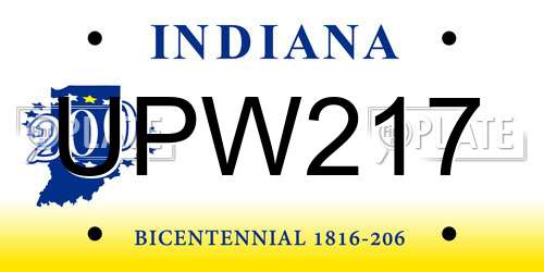 UPW217 Indiana License Plate