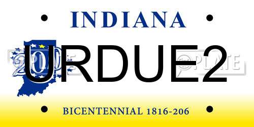 URDUE2 Indiana License Plate