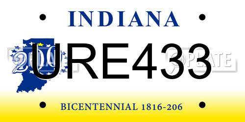 URE433 Indiana License Plate