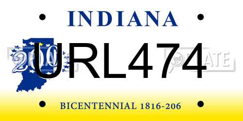 URL474 Indiana License Plate