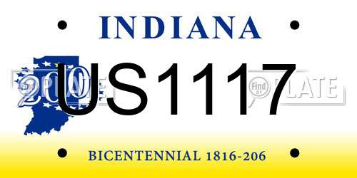 US1117 Indiana License Plate