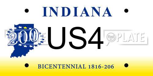 US4 Indiana License Plate
