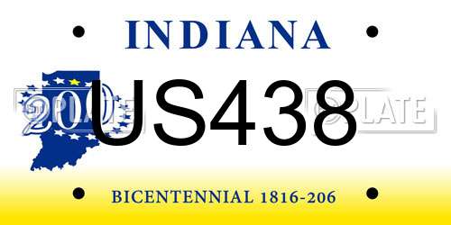 US438 Indiana License Plate