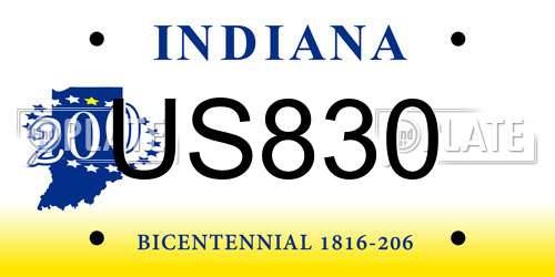 US830 Indiana License Plate