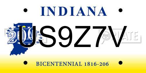 US9Z7V Indiana License Plate