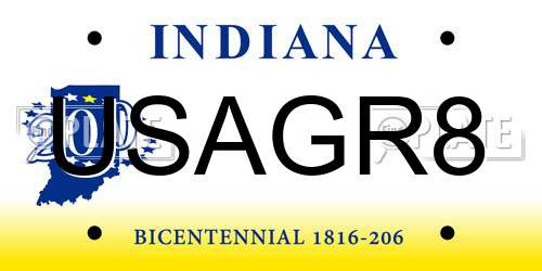USAGR8 Indiana License Plate