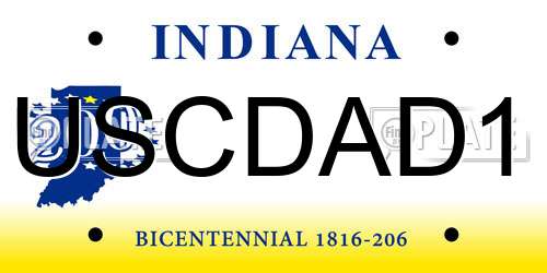 USCDAD1 Indiana License Plate