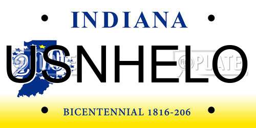 USNHELO Indiana License Plate