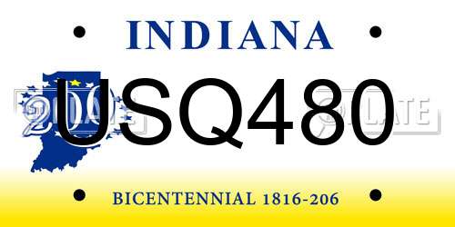 USQ480 Indiana License Plate