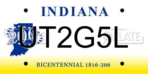 UT2G5L Indiana License Plate