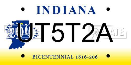UT5T2A Indiana License Plate