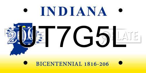 UT7G5L Indiana License Plate