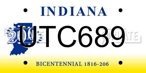 UTC689 Indiana License Plate