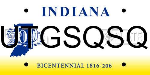 UTGSQSQ Indiana License Plate