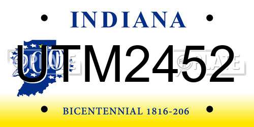 UTM2452 Indiana License Plate