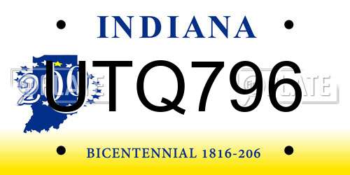 UTQ796 Indiana License Plate