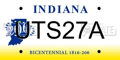 UTS27A Indiana License Plate