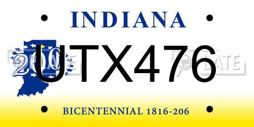 UTX476 Indiana License Plate