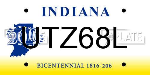 UTZ68L Indiana License Plate