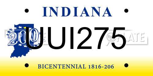 UUI275 Indiana License Plate