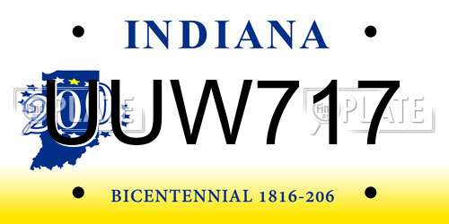 UUW717 Indiana License Plate