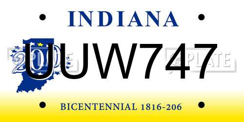 UUW747 Indiana License Plate