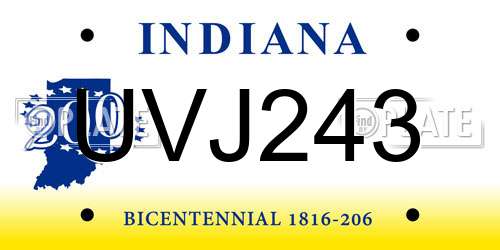 UVJ243 Indiana License Plate