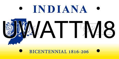 UWATTM8 Indiana License Plate
