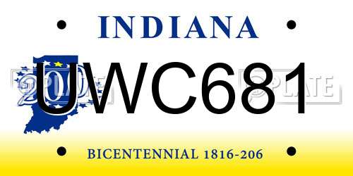 UWC681 Indiana License Plate