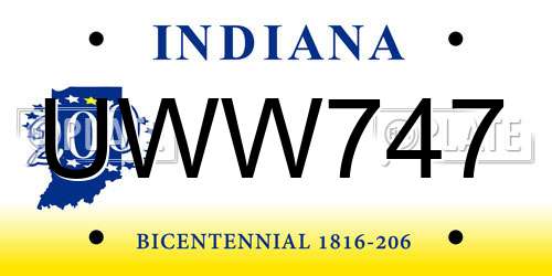 UWW747 Indiana License Plate
