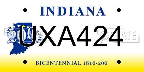 UXA424 Indiana License Plate