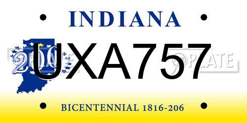 UXA757 Indiana License Plate