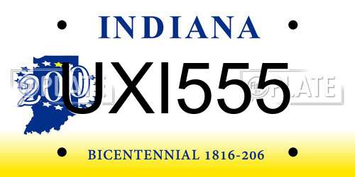 UXI555 Indiana License Plate