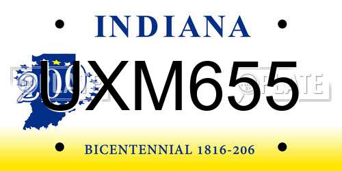 UXM655 Indiana License Plate