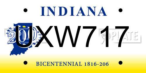 UXW717 Indiana License Plate