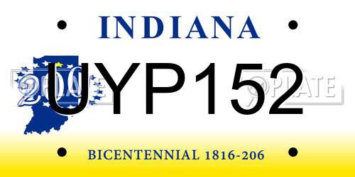 UYP152 Indiana License Plate