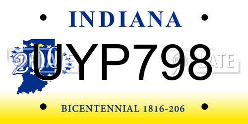 UYP798 Indiana License Plate