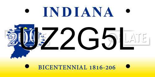 UZ2G5L Indiana License Plate